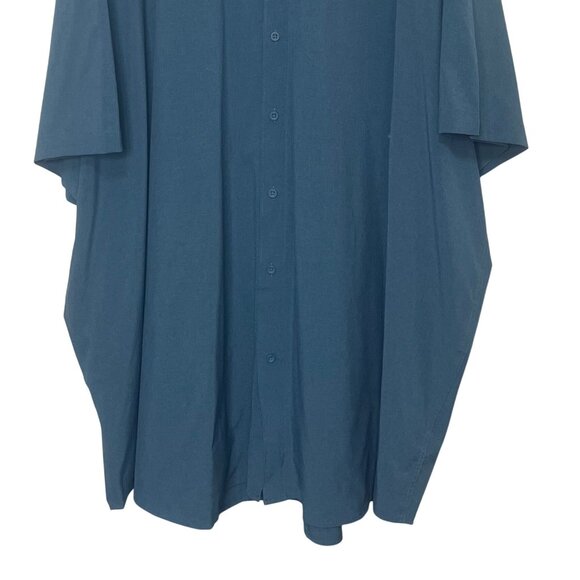 Stylus Button Front Shirt Mens 5XLT Big & Tall Stellar Blue New Short Sleeves - Picture 4 of 9